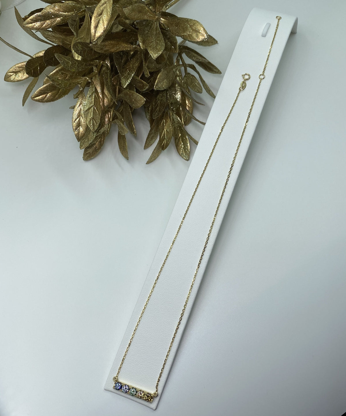 【オーダー商品】 K9 イエローゴールド マルチカラーモアサナイト バーネックレス